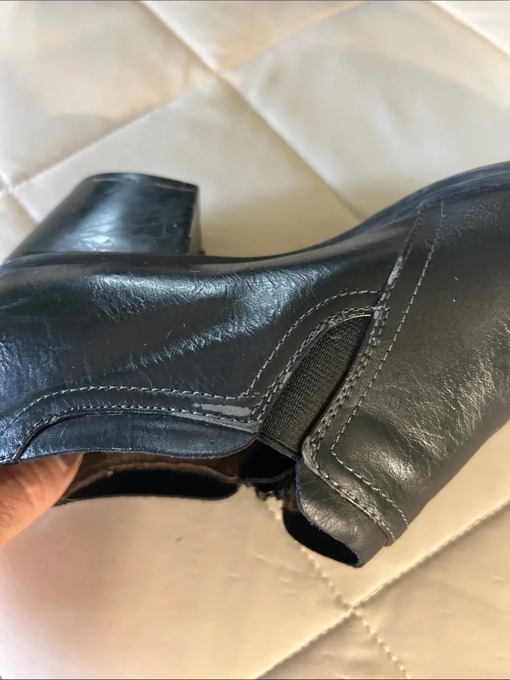 Natural Soul Black Leather Ankle Booties with Side Zip